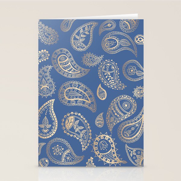 Classic blue and gold paisley Stationery Card Gallery Image 2