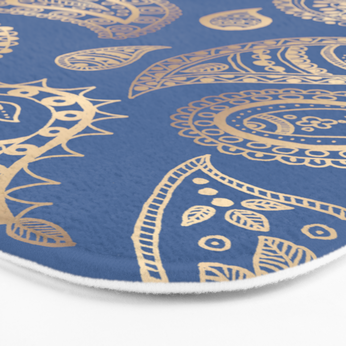 Classic blue and gold paisley Bath Mat Gallery Image 3