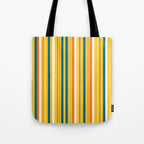 Retro 70s Vertical Stripes Orange Blue Yellow Pattern Tote Bag Gallery Image 1