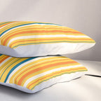 Retro 70s Vertical Stripes Orange Blue Yellow Pattern Pillow Sham Gallery Image 3