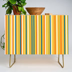 Retro 70s Vertical Stripes Orange Blue Yellow Pattern Credenza Gallery Image 1