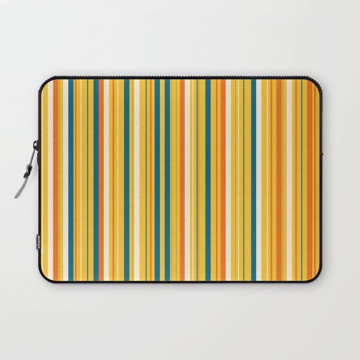 Retro 70s Vertical Stripes Orange Blue Yellow Pattern Laptop Sleeve Gallery Image 1