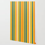 Retro 70s Vertical Stripes Orange Blue Yellow Pattern Wallpaper Gallery Image 2