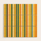Retro 70s Vertical Stripes Orange Blue Yellow Pattern Wood Wall Art Gallery Image 1