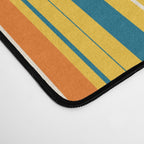 Retro 70s Vertical Stripes Orange Blue Yellow Pattern Desk Mat Gallery Image 4