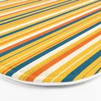 Retro 70s Vertical Stripes Orange Blue Yellow Pattern Bath Mat Gallery Image 3