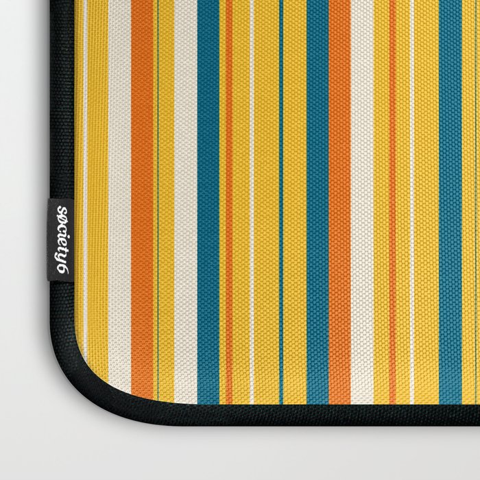 Retro 70s Vertical Stripes Orange Blue Yellow Pattern Laptop Sleeve Gallery Image 3
