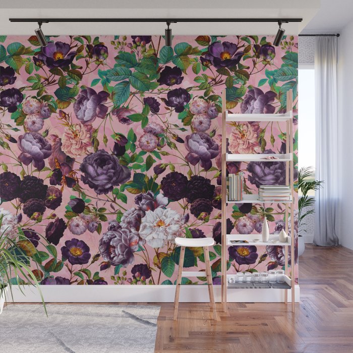 Rose Pink Garden Wall Mural Gallery Image 1