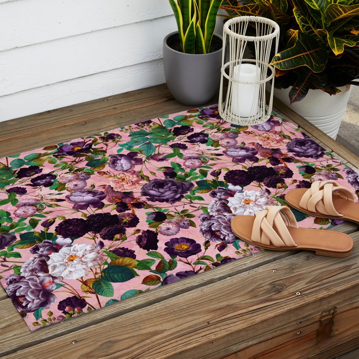 Rose Pink Garden Outdoor Rug Gallery Image 2