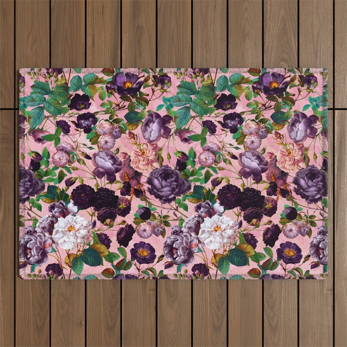 Rose Pink Garden Outdoor Rug Gallery Image 1