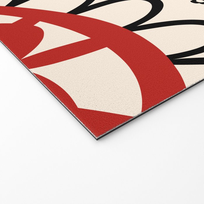Dulcie Flowers Mid Century Modern Floral Abstract Pattern Red Black Cream Welcome Mat Gallery Image 2