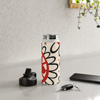 Dulcie Flowers Mid Century Modern Floral Abstract Pattern Red Black Cream Water Bottle Gallery Image 4