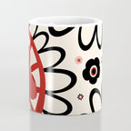 Dulcie Flowers Mid Century Modern Floral Abstract Pattern Red Black Cream Coffee Mug Gallery Image 4