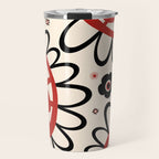 Dulcie Flowers Mid Century Modern Floral Abstract Pattern Red Black Cream Travel Mug Gallery Image 1