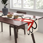Dulcie Flowers Mid Century Modern Floral Abstract Pattern Red Black Cream Table Runner Gallery Image 2