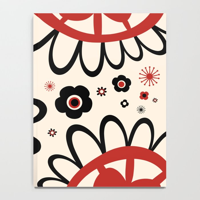 Dulcie Flowers Mid Century Modern Floral Abstract Pattern Red Black Cream Notebook Gallery Image 4