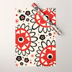 Dulcie Flowers Mid Century Modern Floral Abstract Pattern Red Black Cream Wrapping Paper Gallery Image 1