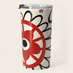 Dulcie Flowers Mid Century Modern Floral Abstract Pattern Red Black Cream Travel Mug Gallery Image 3