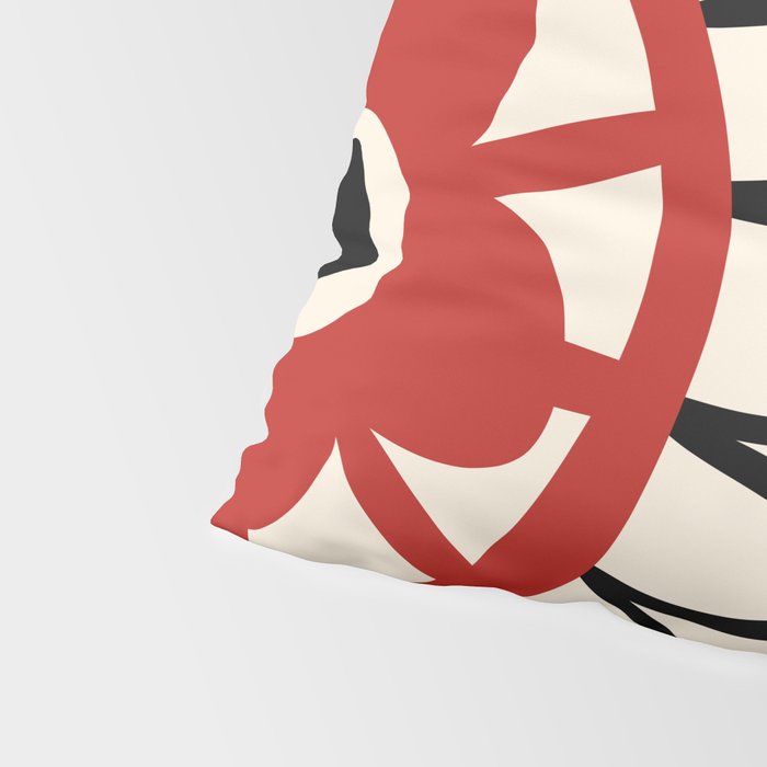 Dulcie Flowers Mid Century Modern Floral Abstract Pattern Red Black Cream Pillow Sham Gallery Image 4