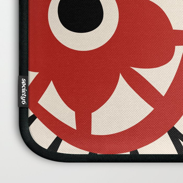 Dulcie Flowers Mid Century Modern Floral Abstract Pattern Red Black Cream Laptop Sleeve Gallery Image 3