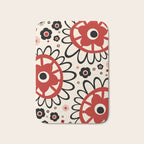 Dulcie Flowers Mid Century Modern Floral Abstract Pattern Red Black Cream Bath Mat Gallery Image 1