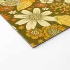 1970s Retro Flowers Pattern in Yellow, Orange & Olive Green Welcome Mat Gallery Image 2