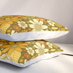 1970s Retro Flowers Pattern in Yellow, Orange & Olive Green Pillow Sham Gallery Image 3