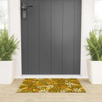 1970s Retro Flowers Pattern in Yellow, Orange & Olive Green Welcome Mat Gallery Image 3