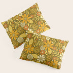 1970s Retro Flowers Pattern in Yellow, Orange & Olive Green Pillow Sham Gallery Image 3