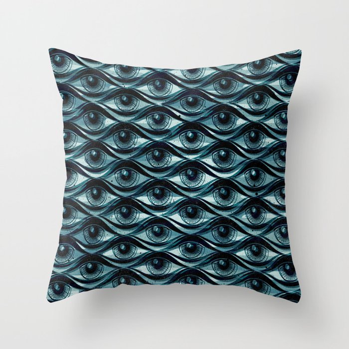Hypnotized - vintage blue Throw Pillow Gallery Image 6