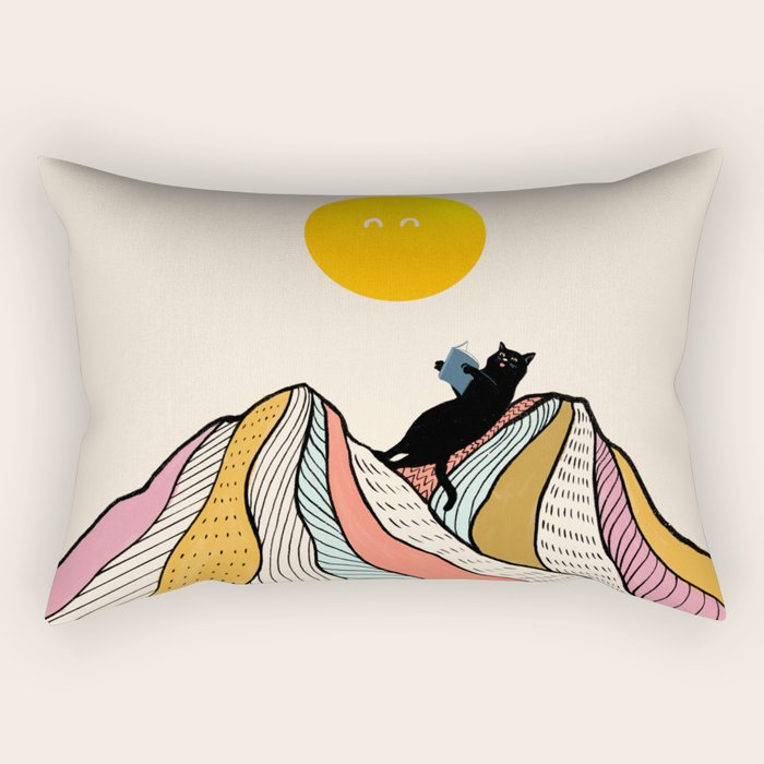 Good Morning Meow 3 - Reading Rainbow Rectangular Pillow Gallery Image 1