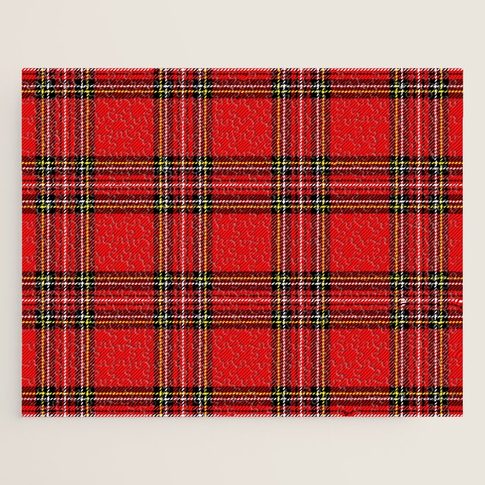 Vintage Red Tartan Plaid Scottish Pattern Jigsaw Puzzle Gallery Image 1