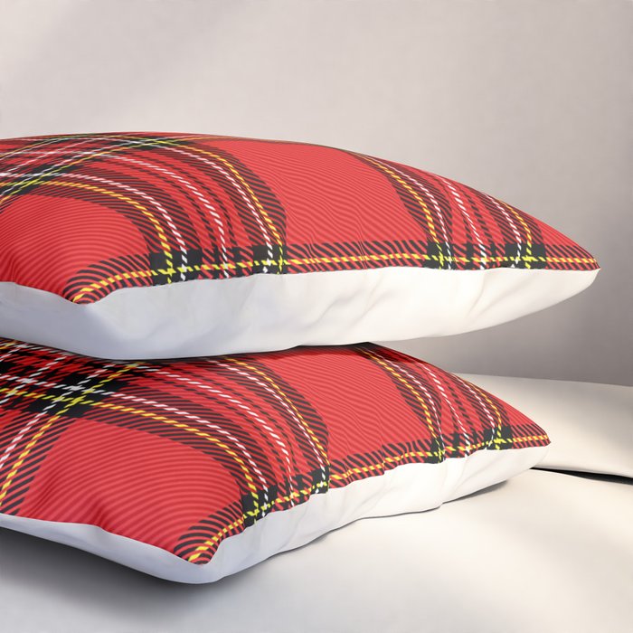 Vintage Red Tartan Plaid Scottish Pattern Pillow Sham Gallery Image 3