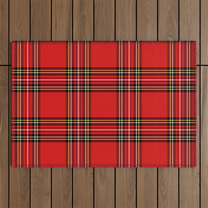 Vintage Red Tartan Plaid Scottish Pattern Outdoor Rug Gallery Image 1