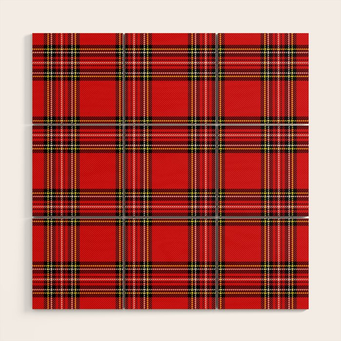 Vintage Red Tartan Plaid Scottish Pattern Wood Wall Art Gallery Image 1