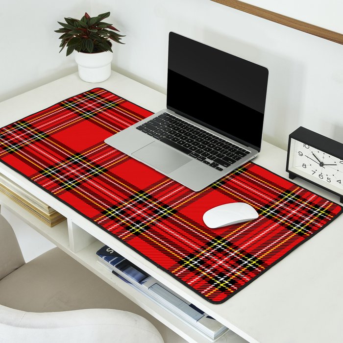 Vintage Red Tartan Plaid Scottish Pattern Desk Mat Gallery Image 2
