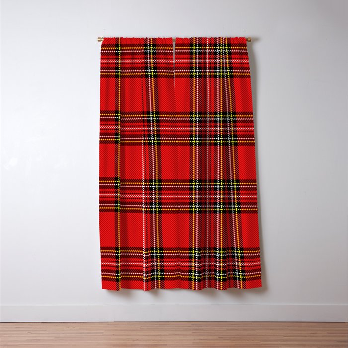 Vintage Red Tartan Plaid Scottish Pattern Window Curtain Gallery Image 3