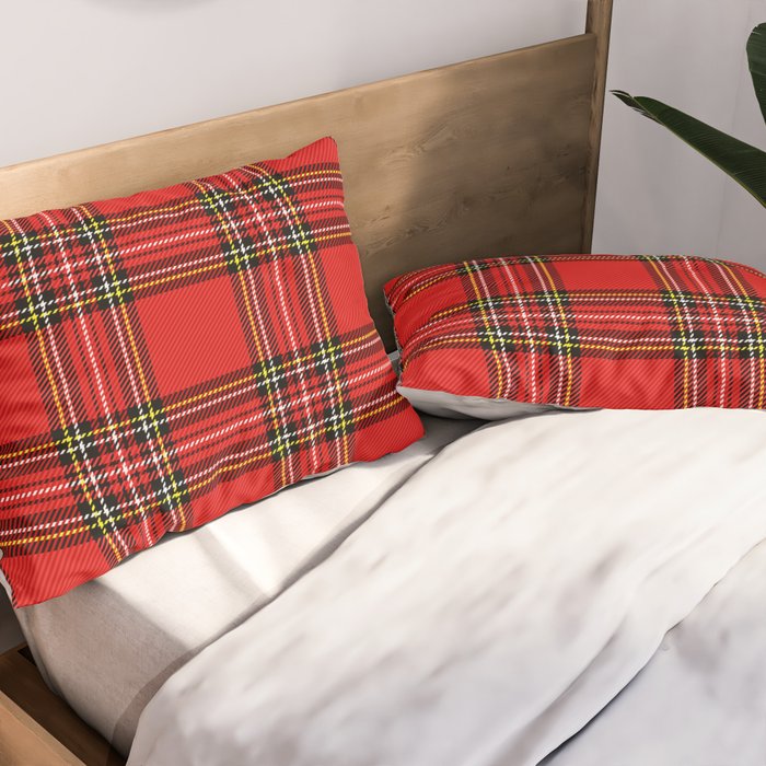 Vintage Red Tartan Plaid Scottish Pattern Pillow Sham Gallery Image 2