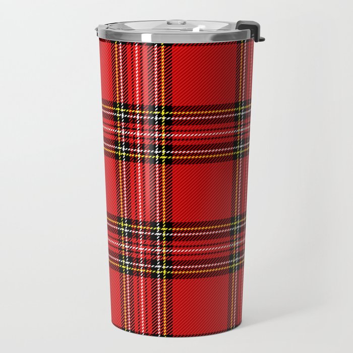 Vintage Red Tartan Plaid Scottish Pattern Travel Mug Gallery Image 2