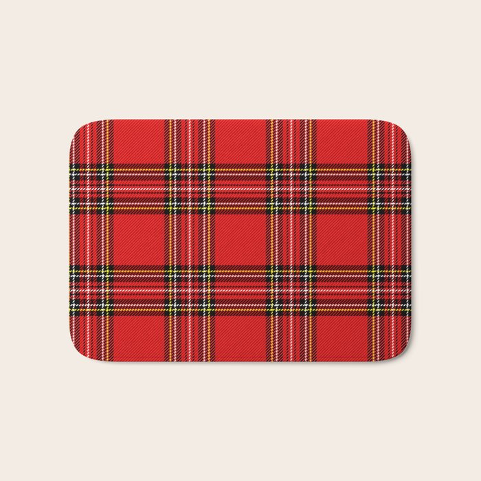 Vintage Red Tartan Plaid Scottish Pattern Bath Mat Gallery Image 1