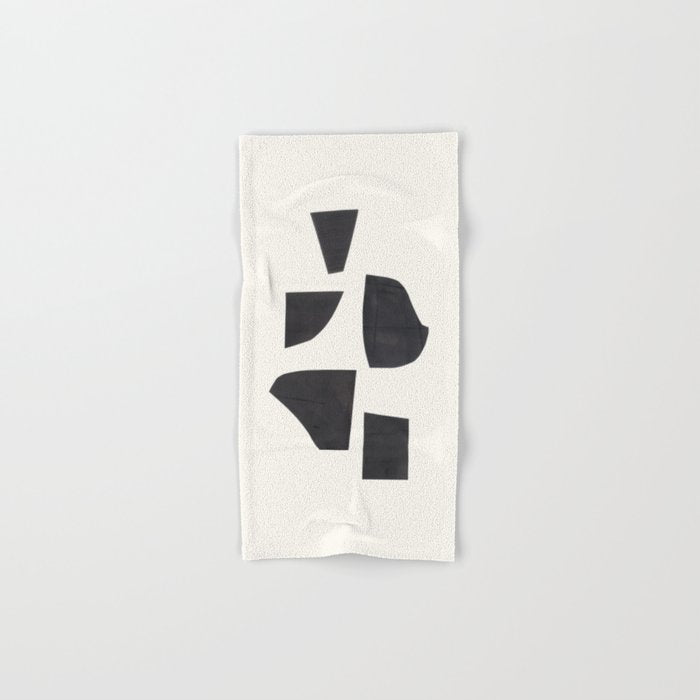 Bump & Kiss Minimalist Modern Mid Century Black Organic Shapes Pattern Paper Collage Bath Towel Gallery Image 1