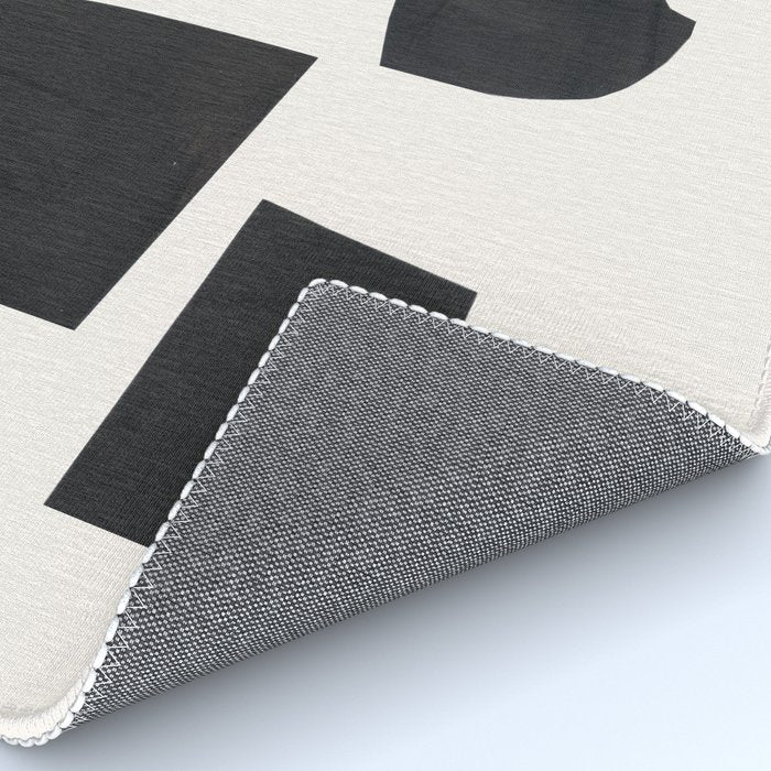 Bump & Kiss Minimalist Modern Mid Century Black Organic Shapes Pattern Paper Collage Rug Gallery Image 4