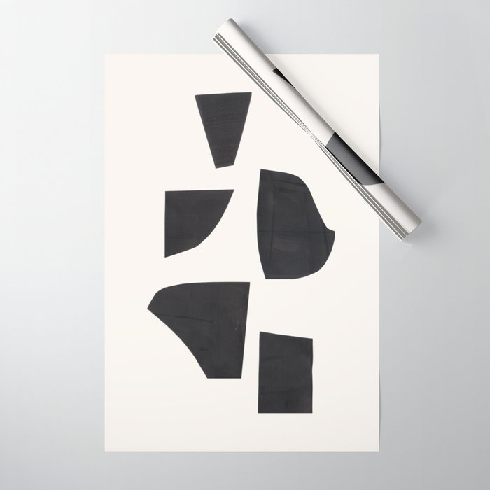 Bump & Kiss Minimalist Modern Mid Century Black Organic Shapes Pattern Paper Collage Wrapping Paper Gallery Image 1
