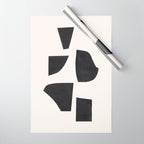 Bump & Kiss Minimalist Modern Mid Century Black Organic Shapes Pattern Paper Collage Wrapping Paper Gallery Image 1