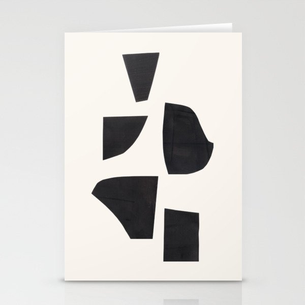 Bump & Kiss Minimalist Modern Mid Century Black Organic Shapes Pattern Paper Collage Stationery Card Gallery Image 1