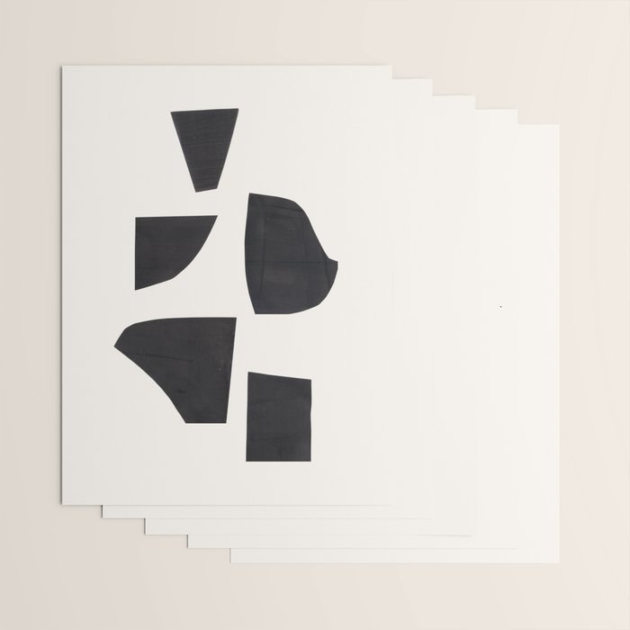 Bump & Kiss Minimalist Modern Mid Century Black Organic Shapes Pattern Paper Collage Wrapping Paper Gallery Image 3
