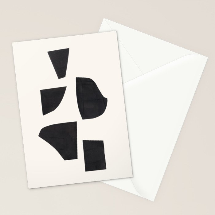 Bump & Kiss Minimalist Modern Mid Century Black Organic Shapes Pattern Paper Collage Stationery Card Gallery Image 2
