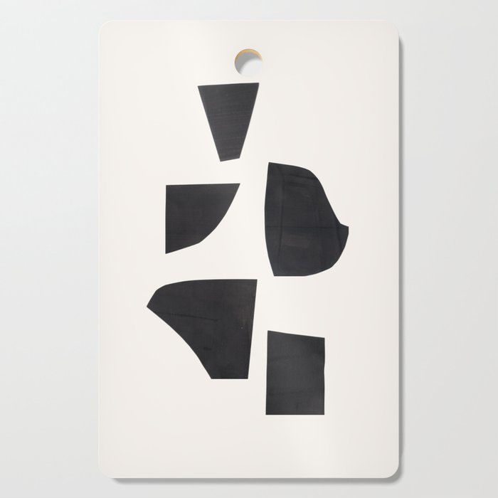 Bump & Kiss Minimalist Modern Mid Century Black Organic Shapes Pattern Paper Collage Cutting Board Gallery Image 1
