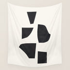 Bump & Kiss Minimalist Modern Mid Century Black Organic Shapes Pattern Paper Collage Wall Tapestry Gallery Image 4