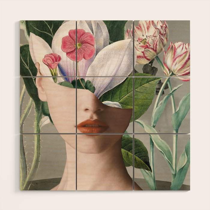 Floral Portrait /collage 2 Wood Wall Art Gallery Image 1